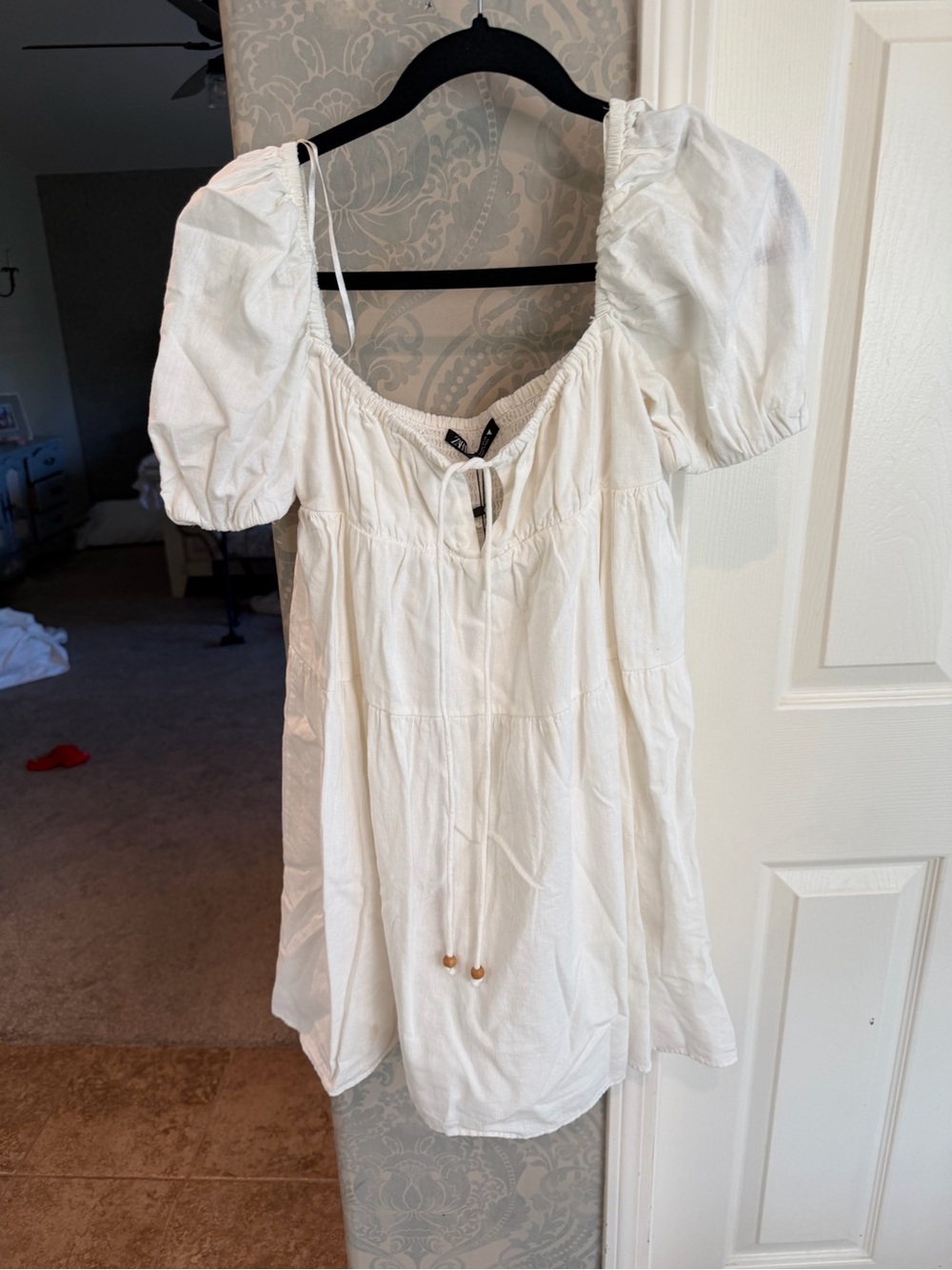Zara white Smocked Waist Summer Dress